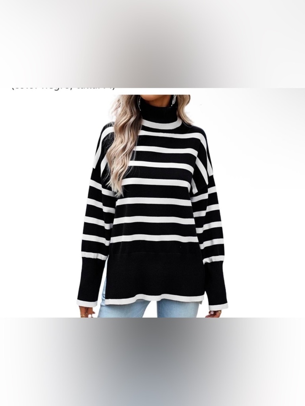 Black & White Striped Turtleneck Sweater